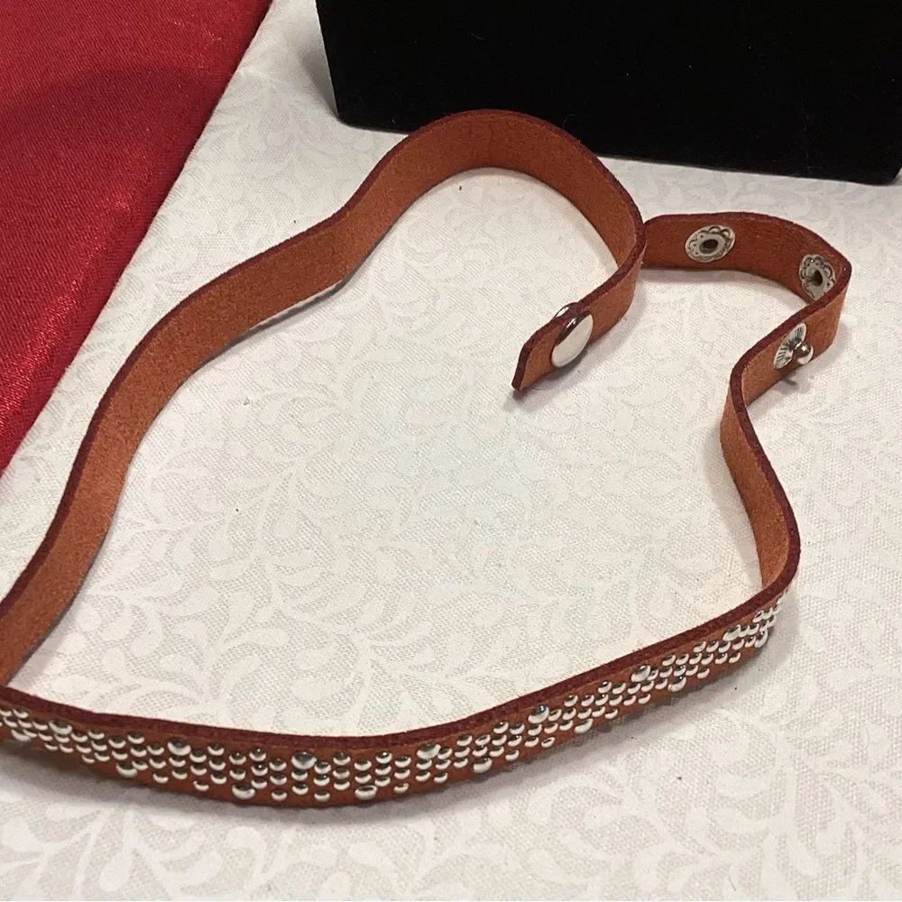 Brown Leatherette Studded Choker Necklace